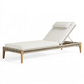 Lettino prendisole da esterno PAVRIXO in legno e corda beige, schienale reclinabile, misura 200 x 70 cm, ideale per il relax all'aperto.
