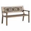 Panchina da giardino PAVRIXO in metallo bronzo lunga 122 cm con schienale floreale decorativo