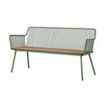Panca da giardino PAVRIXO in acciaio e legno verde, seduta due posti, stile moderno, dimensioni 150x60x83 cm