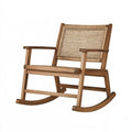 Sedia a dondolo PAVRIXO in legno e rattan naturale marrone, stile moderno, dimensioni 65x95x100 cm.