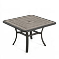 Tavolo da giardino quadrato PAVRIXO 90x90 cm in metallo nero e composito grigio effetto legno con foro per ombrellone