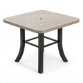 Tavolo da giardino quadrato PAVRIXO in cemento beige e acciaio nero, 90x90x75 cm con foro per ombrellone