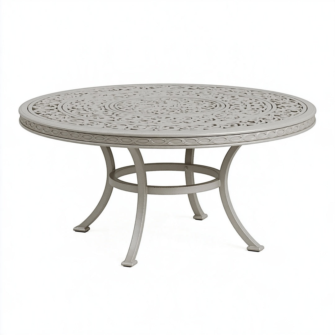 Tavolo da giardino rotondo PAVRIXO in metallo grigio, diametro 122 cm e altezza 74 cm, decorativo per esterni