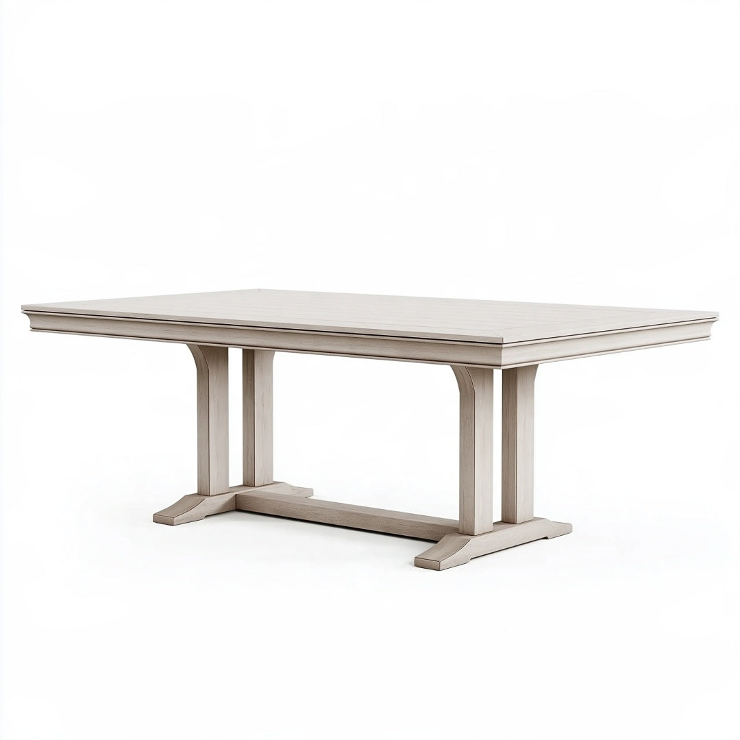 Tavolo da pranzo PAVRIXO in legno beige, misura 200x100x76 cm, stile classico, con superficie liscia e robusta.